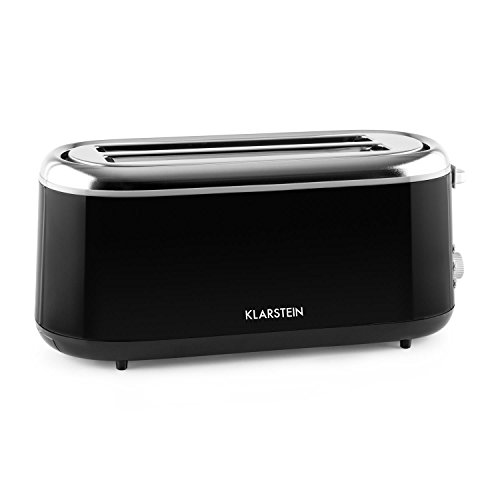 Klarstein Elox Toaster Langschlitztoaster (1300 Watt, 7 Bräunegrade, 4 Toasts gleichzeitig, Retro-Look, Auftau- / Aufback-Funktion) schwarz - 2