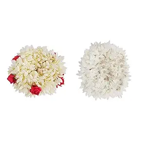 Rose and Mogra Scented Rubber band Gajra Hair Accessories Hair Gajra (Pack of 2)