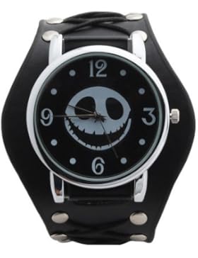 UNIQUEBELLA Punk Gothic Element Armbanduhr Nieten Schädel Metall Kette Lederarmband Herren Damen Uhr Geschenk...