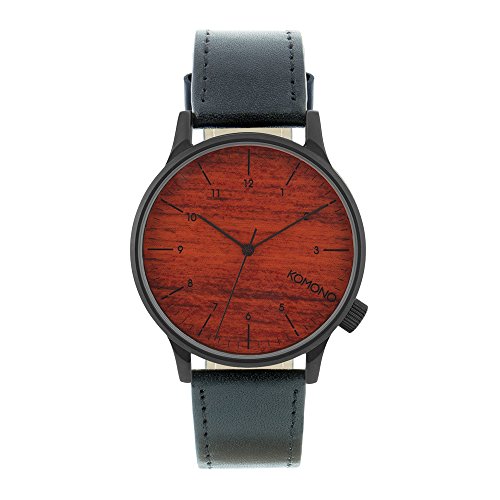 KOMONO Winston Herren-Uhr, Watches/Uhren, schwarz (Black Wood), Quarz, Analog, Lederarmband mit Naht, KOM-W2020 KOMONO Winston Herren-Uhr, Watches/Uhren, schwarz (Black Wood), Quarz, Analog, Lederarmband mit Naht, KOM-W2020