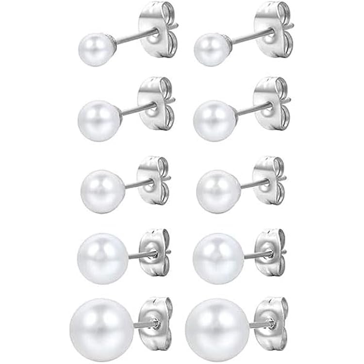 JeweBella 24 Paires Petite Boucles D'Oreilles Femme Acier Inoxydable 20G Piercing Oreille Cartilage Géométrique Etoile Lune Coeur Perle Fleur CZ Plat Dos Clou D'Oreilles Ensemble Piercing Bijoux