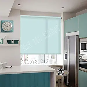 MSR 116 Roller Blinds/Curtains and Shades for Home Furnishing(Balcony,Kitchen,Bedroom,Bathroom etc) Aqua (3 ft(W) 3 ft(H))