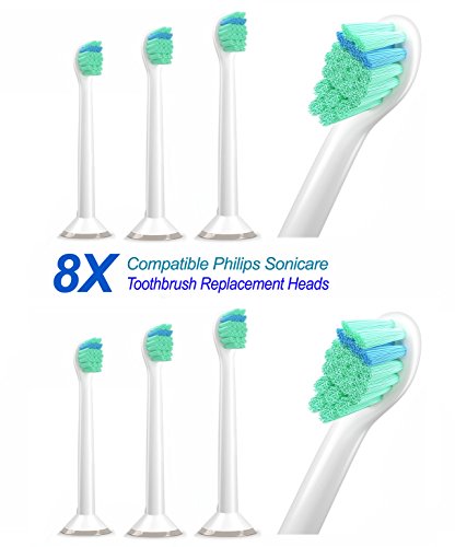 8 uds. (2x4) PHX6024 Mini de cabezales para cepillos de dientes Carolina Meyer®. Philips Sonicare ProResults recambios. Totalmente compatibles con los siguientes modelos de cepillos de dientes eléctricos Philips: DiamondClean, FlexCare, FlexCare Platinum, FlexCare(+), HealthyWhite, 2 Series, EasyClean y PowerUp.