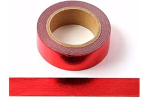Syntego Nastro adesivo decorativo Washi in lamina solida, rosso, 15 mm x 10 metri (rosso)