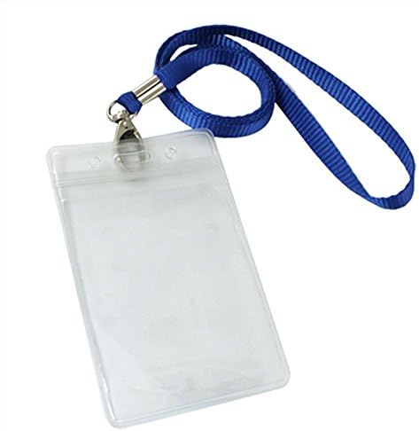 Nacpy Staff Plastic ID Card Holder Name Badge Holder ID Badge Pocket Wallet Pass Badge Holder with Neck Strap Lanyard Clear