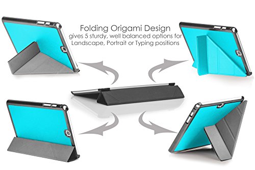 Forefront Cases® Neue Origami Leder Hülle / Tasche / Case / Cover für Samsung Galaxy Tab A 9.7 SM-T550 (Mai 2015) – Rundum-Geräteschutz und intelligente Auto-Sleep-Wake-Funktion mit 3-JAHRES-GARANTIE VON FOREFRONT CASES – inkl. Eingabestift und Displayschutz - 3
