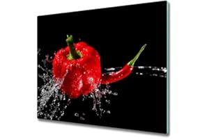 Tulup Tagliere Vetro Temperato - 80x52cm - Copri Piano Cottura - Peperoncino