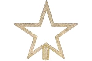 ‎SPETEBO Weihnachtsbaum Spitze mit Gold Glitzer - 18 cm - offenes Design modern - Christbaumspitze Weihnachts Stern Baumspitze Tannenbaum Kunststoff