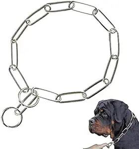 RvPaws GSD Choke Chain Dog Collars Fur Saver Training Long Link Chrome Plated Choker, German Shepherd Dog Training Chock Chain 24 Inch