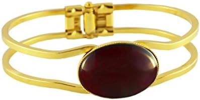 Bracelets 24K Gold Plated Cuff Universal Adjustable Size 18cm Ruby Red Glass Czech Stone 25mm x 18mm Handmade BohemStyle