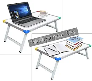 Shree RK High Glossy Multi Purpose Fold-able Laptop table / Study-table / Whiteboard study table / Bed Breakfast Tray Table / Traditional Dining Table for Children & Adults with Whiteboard & Paper Holding Clip