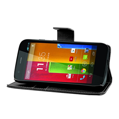 kwmobile Funda para Motorola Moto G  2013  - Carcasa de  Cuero sint  tico  - Case con Tapa y  Tarjetero  en  Negro 