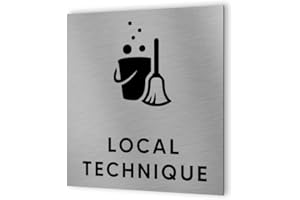 DECOHO - Pictogramme format 20 cm x 20 cm en Dibond Aluminium brossé - Modèle Local technique