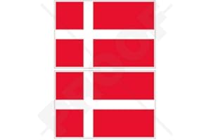 STICKERSWORLD Dinamarca bandera danesa Dinamarca 3 "(75 mm) vinilo parachoques pegatinas, adhesivos X2