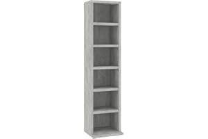 vidaXL Armoire à CD Etagère à CD Meuble à CD Armoire de Rangement Meuble de Stockage Bureau Salon Maison Gris Béton 21x20x88 cm Bois d'Ingénierie