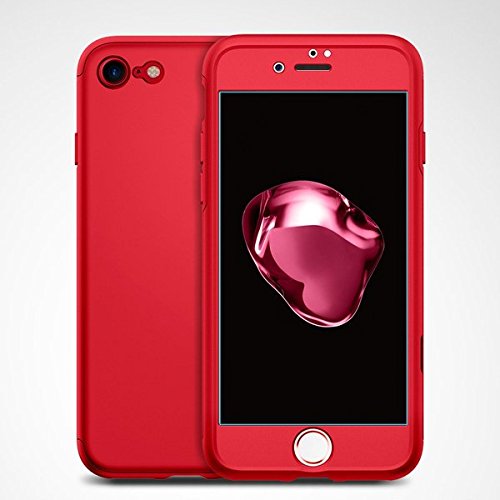 iPhone 7 Case, SpigenÂ® [Air Thin Fit 360] [Red] iPhone 7 Full Body Case with [2-PackTempered Glass Screen Protector ] Exact Slim Full Protection Case with for iPhone 7 - (042CS21726)