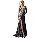 Produktbild Kleid Damen,Binggong Frauen Formales Hochzeits Brautjungfern Langes Ball Abschlussball Kleid Cocktailkleid Party Kleid Elegant Asymmetrischer Seitenrock offen Abend Kleid (Schwarz, XL)