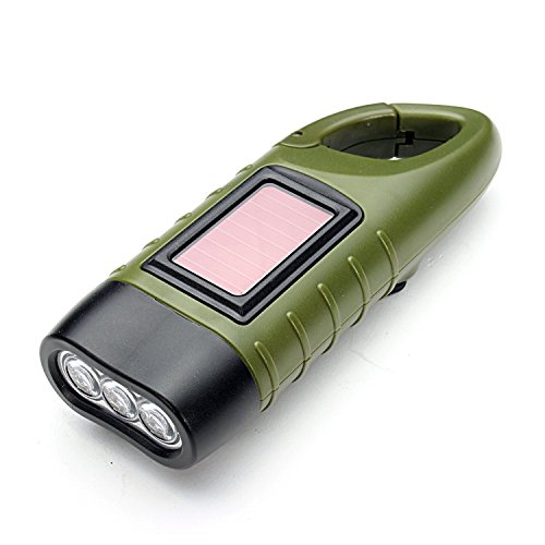 Dynamo Taschenlampe Taschenlampe Handkurbel Solar Taschenlampe Camping Notfall-Taschenlampe Karabiner Taschenlampe für Camping Outdoor-Klettern Wandern - 7