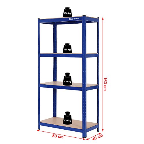 Songmics Lagerregal Steckregal Stecksystem aus Stahl Belastbarkeit max. 520 kg 160 x 80 x 40 cm GLR44Q - 3
