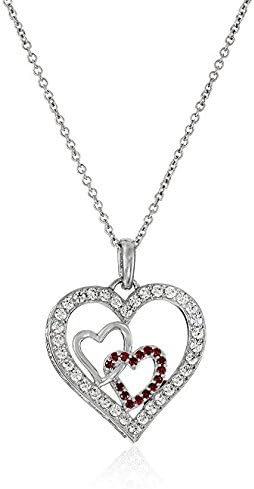 La Lumiere Platinum-Plated Sterling Silver and Swarovski Zirconia Three-Heart Pendant Necklace