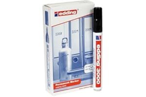 Caja 10x Rotulador permanente edding 3000 Negro Punta Conica 1.5-3mm 7300-CS