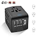 Produktbild Carantee Universal Reiseadapter, 3-Port USB mit Type-C Intelligenter Identifikationschip, World Travel Adapter in Einem Ladegerät für 170 Ländern weltweit US, UK, EU, AU, Asien und mehr(Schwarz)