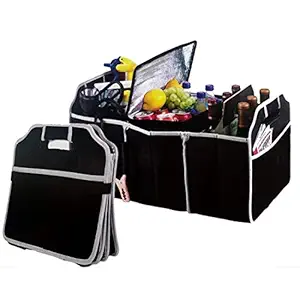 Creelziy Car Boot Storage Bag Organiser Folding Tidy Heavy Duty Car Trunk SUV Back Seat Cargo Carrier Box Collapsible Shopping Travel Holder-Car and Tool Organizer (Black)