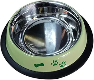 ENGE Pets Plain Dog Bowl : Coloured Printed Light Green (Paw Bone Paw) : Size 8 oz Cat Dish 0.25 L (Xtra Small)