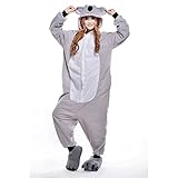 Free Fisher Damen/ Herren Schlafanzug Pyjama, Tier Kostüm, Koala Grau, Gr. L (Körpergröße 170-178 CM) -