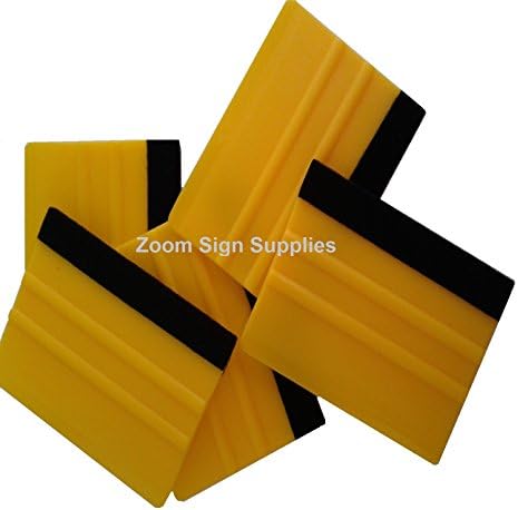 Zoom Sign Supplies, PACK OF 5, PRO Felt Edge Squeegees Applicator for Carbon Fibre / Car Vinyl Wrap /Sticky Back Plastic / Self-Adhesive Stickers / Window Film. Wrapping Tool.