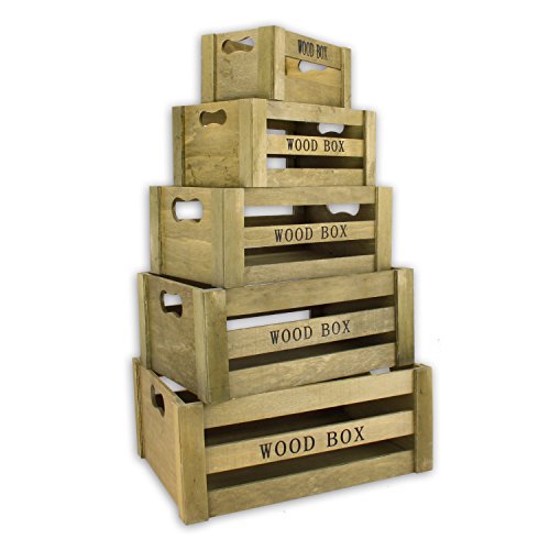 Holzkisten 5er Set Modell „Woody®“ in 6 Farben erhältlich (braun) - 2