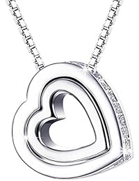 Regalo Navidad Mondaynoon Collar Mujer Corazón Colgante Joyería Con Cristal Moda Chapado Oro Te Amo por Siempre Regalo de San Valentín Novia