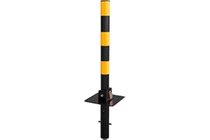STREETWIZE ACCESSORIES Streetwize - Buried Folding Parking Post, Yellow/Black Striped - Heavy Duty Parking Barrier - Car Anti-theft Post