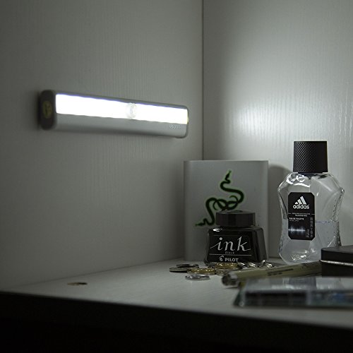 MAXAH® 2x USB Sensor Lampe Beleuchtung 10 LED Automatische LED-Lichtleiste Bewegungsmelder Kabellose Infrarot-Lichterfassung für Schrank Cabinet Schrankschublade Schrank Treppe Nachtlicht Wandleuchte mit Magnetstreifen und USB Kabel (USB Wiederaufladbar,kaltweiß) - 3