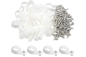 XINGYHENG BGTXINGI 50 Stück Kabelklemmen Nylon R-Typ weiß für 19,4 mm Durchmesser mit 50 Schrauben für Draht-Management