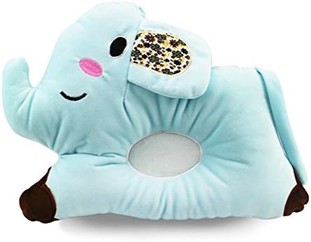 Timorr Baby Pillow Prevent Flat Head Anti-allergy Toddler Pillow Cartoon Elephant Soft Breathable For Newborn Baby Cot Bed Blue