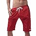 Produktbild Shorts Herren Sommer LHWY Männer Strand Hosen Kurz Badehose Quick Dry Laufen Schwimmen Watershort Leisure Home Hosenträger Lose Kniehosen (2XL, Rot)
