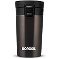 Borosil 260ml कॉफ़ीमेट स्टेनलेस स्टील ट्रैवल मग | डबल वॉल वैक्यूम इंसुलेटेड, काला | 8 घंटे गर्म और 14 घंटे ठंडा | व्यक्तिगत औ