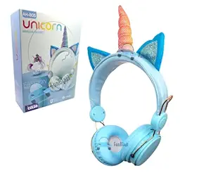 FunBlast Unicorn Headphone for Kids - Colorful Wireless Unicorn Headphones, Adjustable Stereo Stylish Headphones for Girls/Boys, Earphone for Kids, Best Gifts for Birthday (Blue Color)