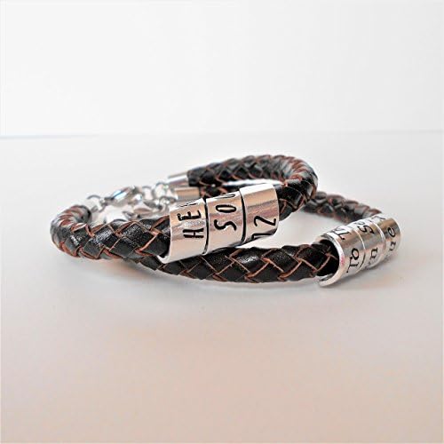 Custom Stamped Hidden Message Leather Bracelet for Men Women