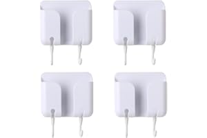 XM-ZHHY 4 Stück Wandhalterung für Handy-Ladegerät, Selbstklebende Wandhalterung für 3M Handy für Ladegerät, Telefonhalter für Duschwand (Weiß Haken)