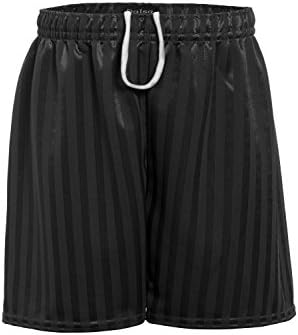 Boys Girls PE Gym Sports Games Football Shadow Stripe Shorts (2-3 years, Black)