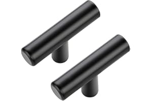 Ravinte 10 Stück Schwarz Schrankknöpfe T Bar Griffe für Küchenschränke 50mm Gesamtlänge Schrankgriffe Griffe Rostfreier Edelstahl Möbel Türgriffe