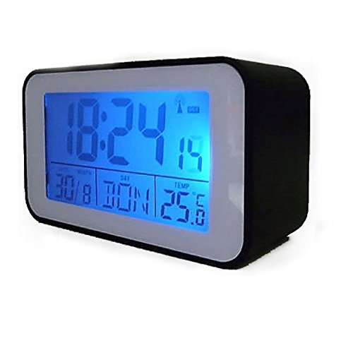 Funkuhr mit Thermometer Funkwecker wecker (sn4491) in schwarz