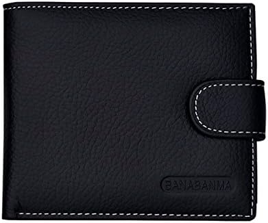 Men's Classic Leather Bifold Wallet Purse Button Clutch with Credit Card Slots, Bill Pocket, Coin Pocket and ID window,Gift Boxed