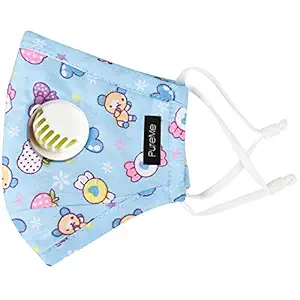 PureMe Kids Cotton Reusable Anti Pollution Mask with 4 PM2.5 filters (6 to 12 years, Blue)