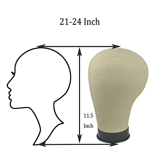 21"-24" Black Base Cork Canvas Block Head For Wig Making Drying Styling Coloring 24 Inch