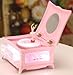 Colorful Light Jewelry Box with Mirror Rotating Ballerina Puppet Music Box Gift Pink