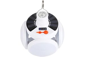 CUNSIEUN Lámpara de camping de energía solar, 5 modos, resistente al agua, recargable por USB, linterna LED de camping, mando a distancia inteligente, resistente al agua, plegable, luz de camping, lámpara