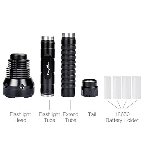 CrazyFire 18000lm LED Taschenlampe,15 Cree XM-L T6 Superhell LED Taschenlampe,Wasserdicht Taktisch 5 Modi Beste Taschenlampe LED Stirnlape mit Sicherheitshammer Unterstützt von 18650 oder 26650 Batterie. - 2